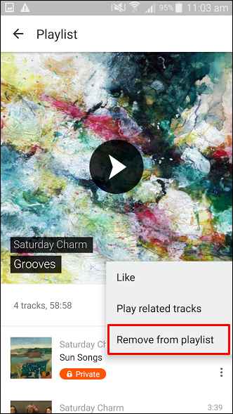 tap on remove from playlist option