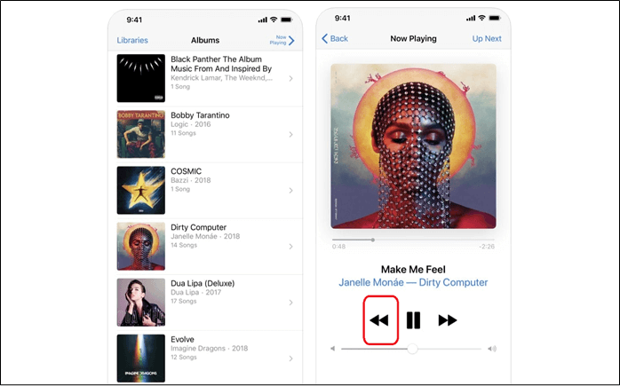 toca y mantén pulsado el botón de retroceso para ralentizar la pista