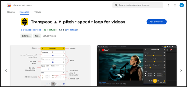 search transpose on google chrome