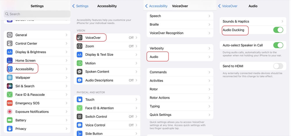 關閉音訊閃避功能