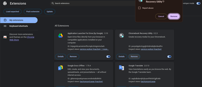 desativar extensões
