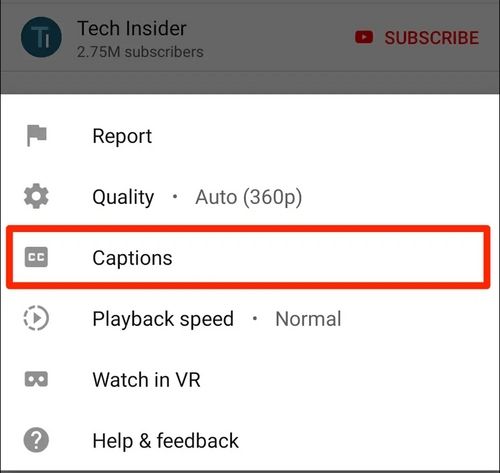 turn subtitles on and off on android