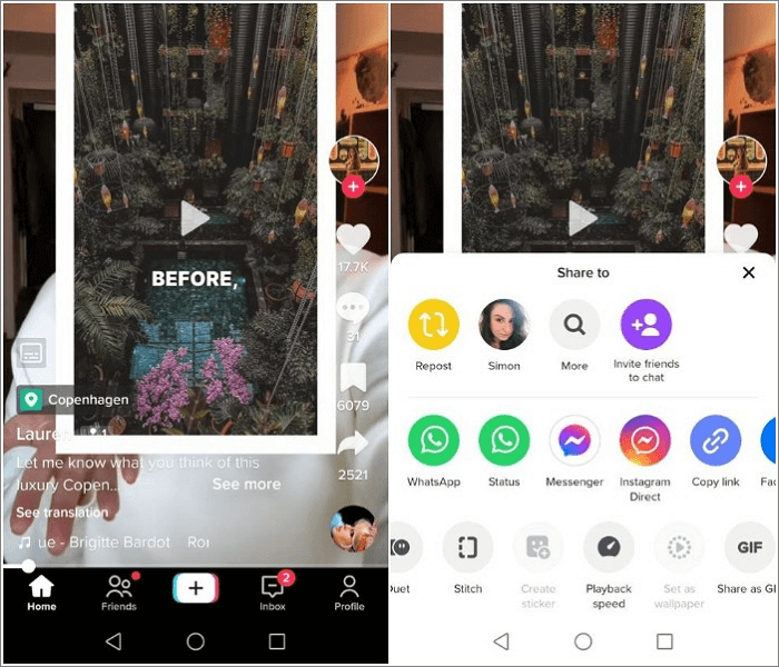 use tiktok share button