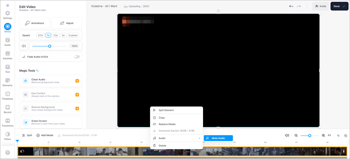 veed remove audio from video