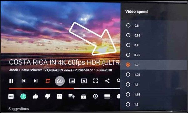 video speed settings youtube tv