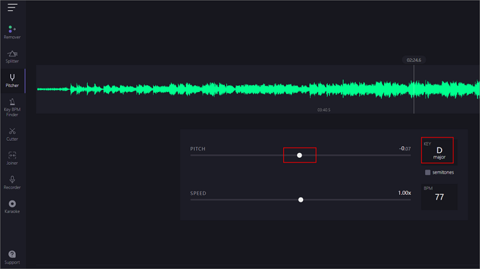 去除聲音改變歌曲音高