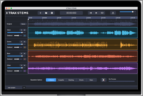 Interfaz de usuario de XTRAX Stem