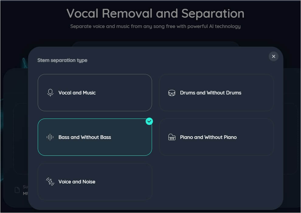 select bass and without bass